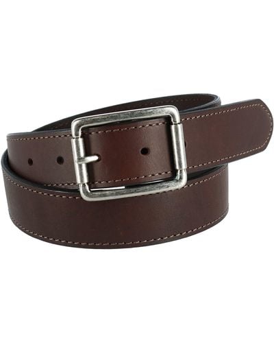 CrookhornDavis Newcastle Natural Grain Leather Belt With Roller Buckle - Brown