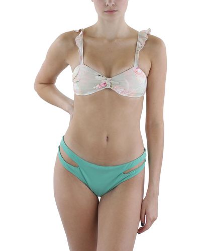 Dippin' Daisy's Countess Reversible Ruffled Bikini Swim Top - Green