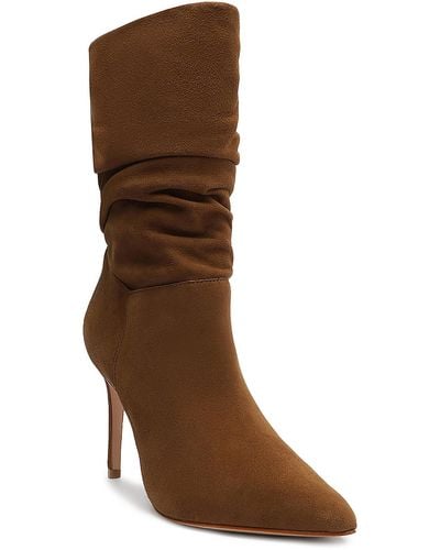 SCHUTZ SHOES Leather Slouchy Booties - Brown