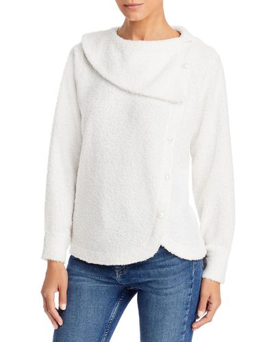 Adrienne Vittadini Sherpa Tulip Hem Pullover Sweater - White