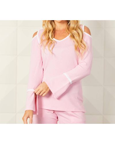 French Kyss Cold Shoulder Top - Pink