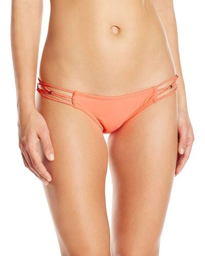 PQ Swim Enjoy Braided Side Strap Teeny Bikini Bottom - Orange