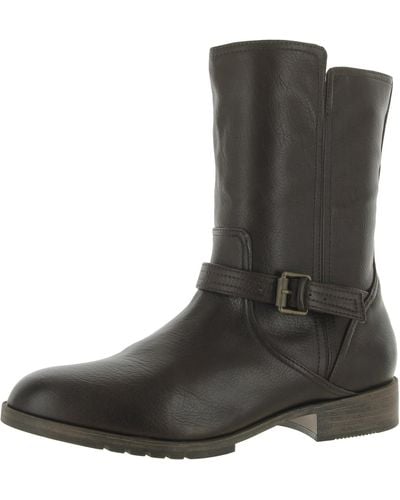 Naturalizer Gloriah Faux Leather Block Heel Mid-calf Boots - Black