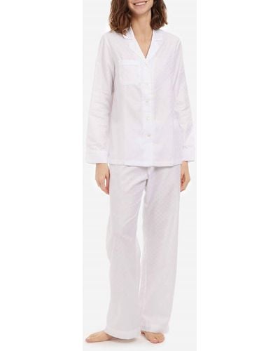 Derek Rose Cotton Long Pajama Set - White
