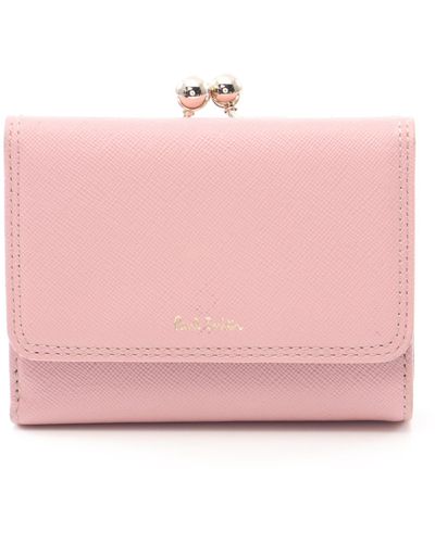 Paul Smith Trifold Wallet Leather Light Clasp - Pink
