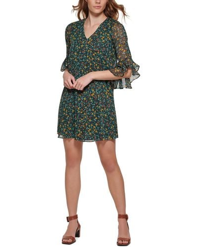 Calvin Klein Petites Floral Mini Shift Dress - Green