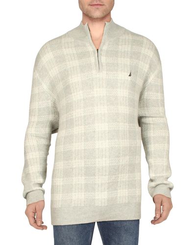 Nautica Plus Mock Neck 1/4 Zip Pullover Sweater - Natural