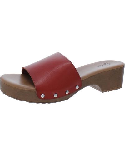 Style & Co. Deviee Faux Leather Slip On Slide Sandals - Red