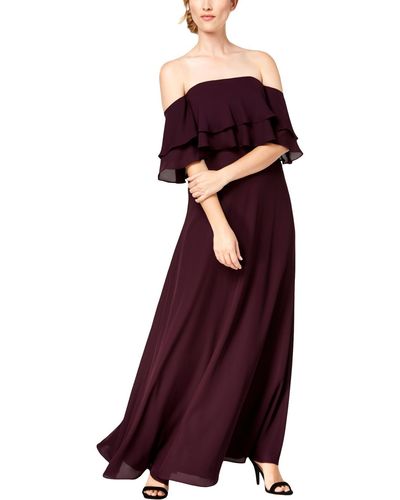 Calvin Klein Off-the-shoulder Flounce Maxi Dress - Purple