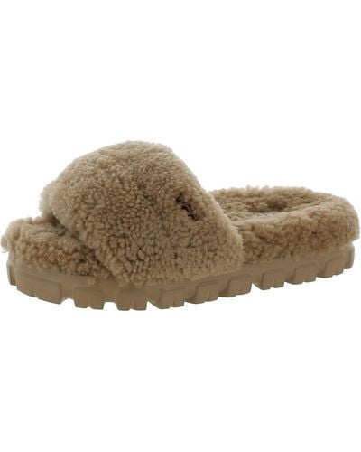UGG Cozetta Curly Shearling Slip-on Slide Slippers - Brown