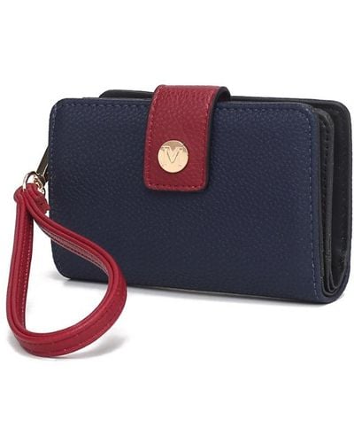 MKF Collection by Mia K Shira Color Block Vegan Leather Wallet With Wristlet By Mia K - Blue