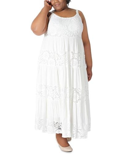 Signature By Robbie Bee Plus Lace Sleeveless Maxi Dress - White