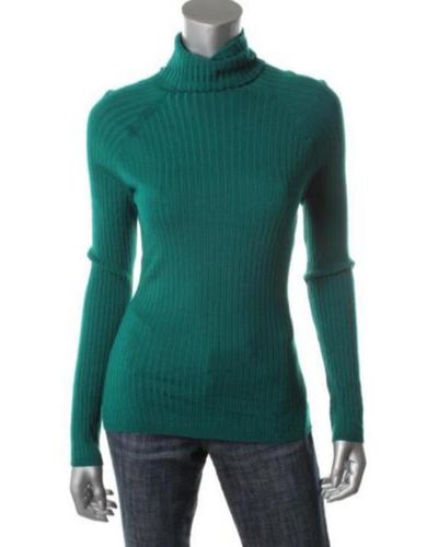 INC Knit Long Sleeves Turtleneck Sweater - Green