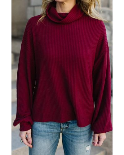 Sanctuary Klara Waffle Turtleneck Sweater - Red