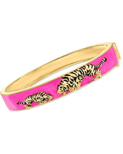 Ross-Simons Pink And Black Enamel Tiger Bangle Bracelet