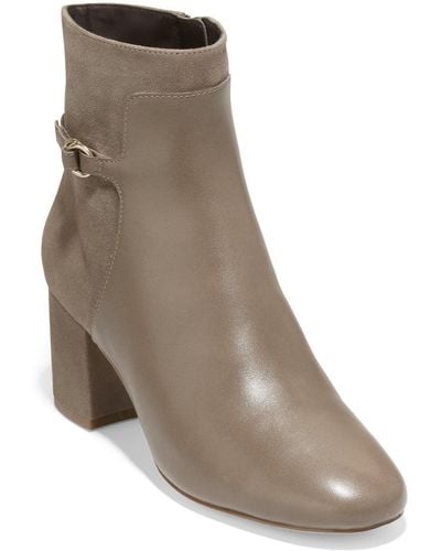 Cole Haan Amalie Leather Zip Up Ankle Boots - Brown