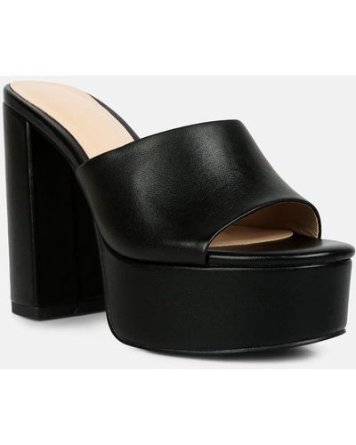 Rag & Co Shuri Open Toe High Block Heel Sandals - Black