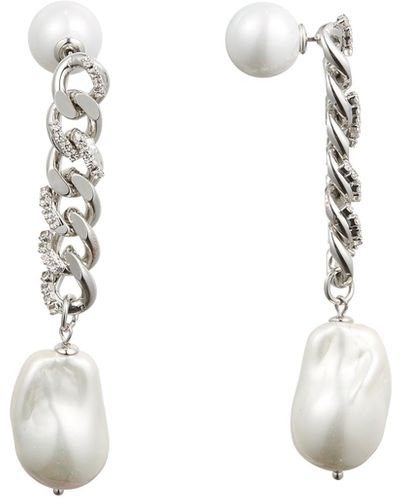Classicharms Chain Baroque Pearl Drop Earrings - Natural