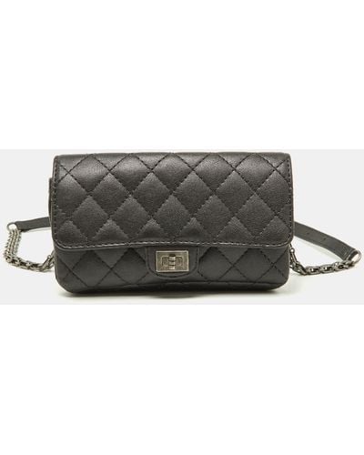 Chanel Quilted Leather Reissue 2.55 Waist Belt Bag - Gray