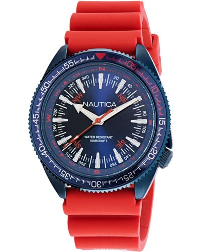 Nautica Vintage 3-hand Silicone Watch - Red