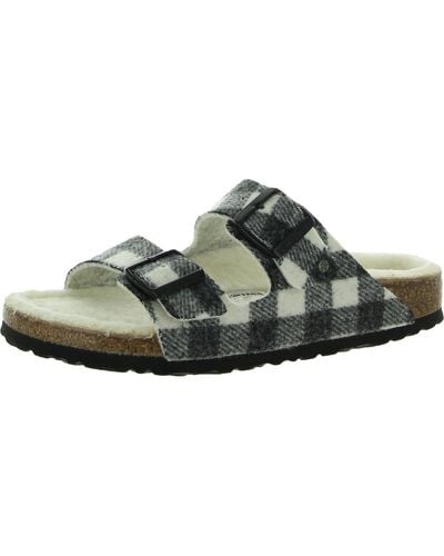 Birkenstock Arizona Rivet Wool Casual Slide Sandals - Green