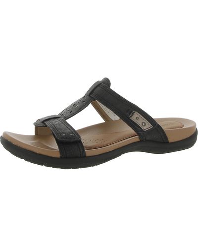 Cobb Hill Ruby Perf Leather Slip On Slide Sandals - Brown