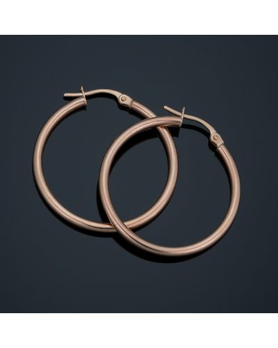 Fremada 14k Rose 2x25mm Polished Hoop Earrings - Metallic