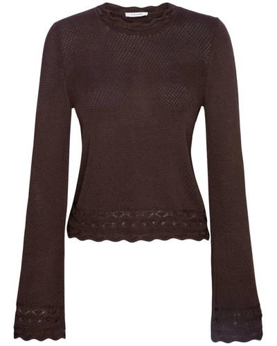 FRAME Pointelle Bell Sleeve Sweater - Brown