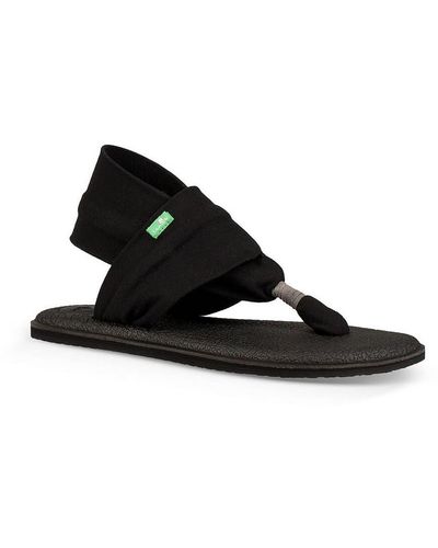 Sanuk Yoga Sling 2 Knit Thong Slingback Sandals - Black