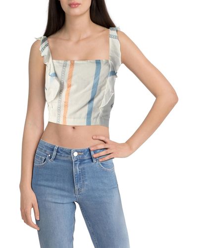 Red Carter Cotton Cropped Tank Top - Blue