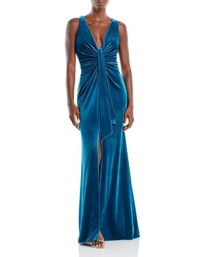 Aidan Mattox Shimmer Full Length Evening Dress - Blue