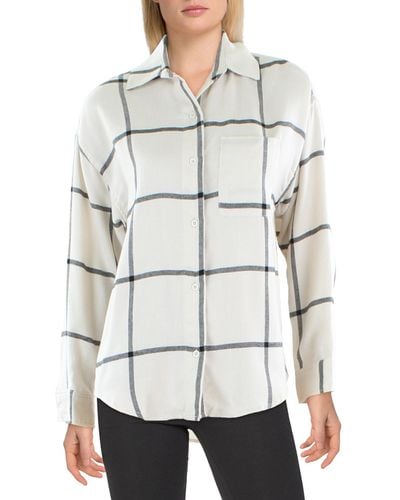 Z Supply Plaid Collared Button-down Top - White