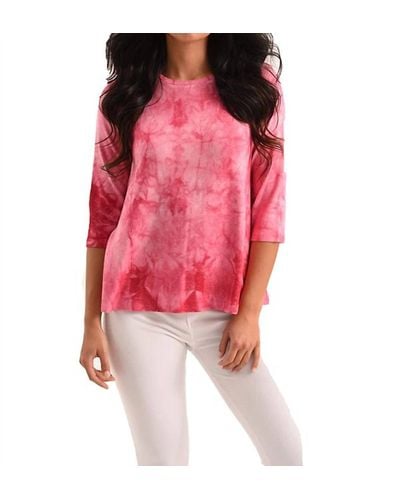 French Kyss Willow 3/4 Tie Dye Kashmira Top - Red