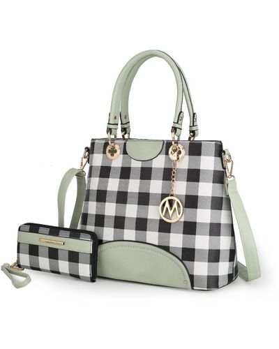 MKF Collection by Mia K Gabriella Checkers Handbag With Wallet - Green