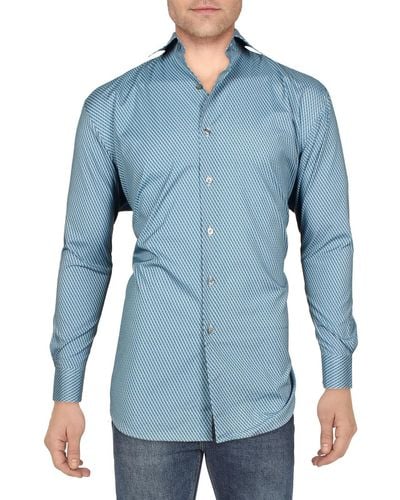 Alfani Printed Button-down Dress Shirt - Blue
