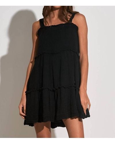 Elan Tiered Mini Dress - Black