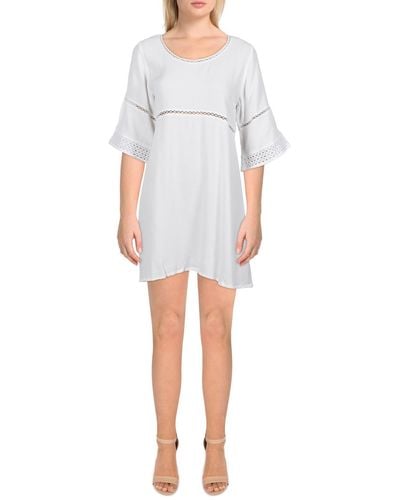 Sancia Francoise Eyelet Short Sleeves Fit & Flare Dress - White