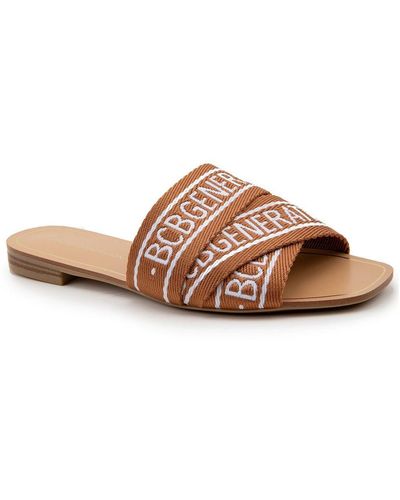 BCBGeneration Kala Slip On Square Toe Flat Sandals - Brown