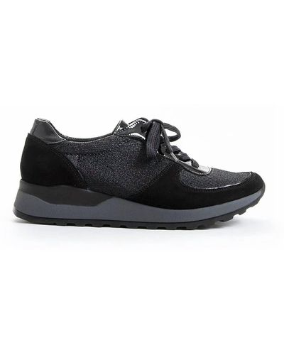 Waldläufer Lace Up Sneaker Shoes - Medium Width In Schwarz - Black