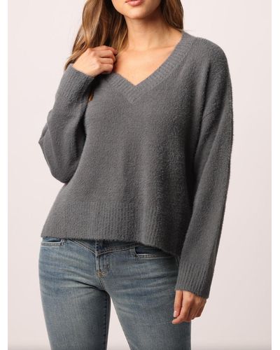 Another Love Marni V Neck Long Sleeve Cozy Sweater - Gray