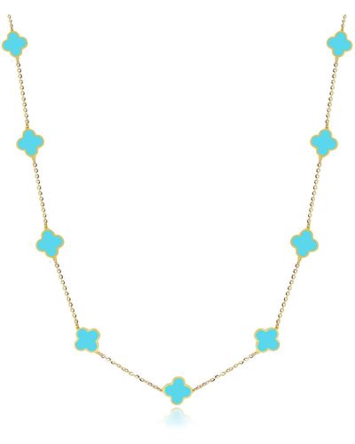 The Lovery Mini Turquoise Clover Necklace - Blue