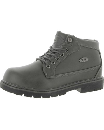 Lugz Mantle Mid Faux Leather Lace-up Ankle Boots - Gray