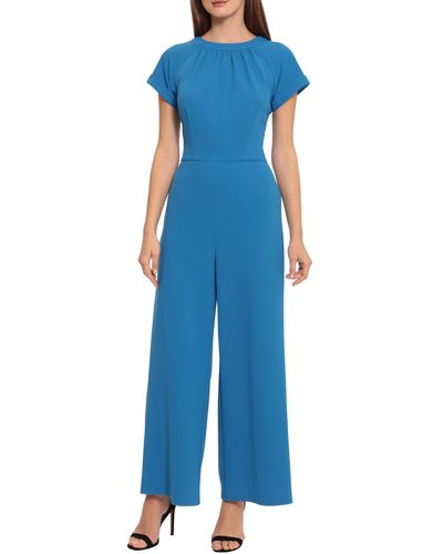 Maggy London Pleated V-back Jumpsuit - Blue