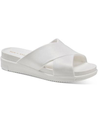 Sun & Stone Islla Platforms Slip On Slide Sandals - White