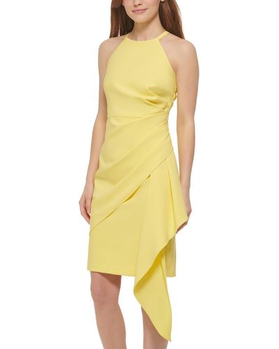 Vince Camuto Petites Knit Sleeveless Halter Dress - Yellow
