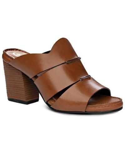 Golo Seamingly Leather Strapped Heel Sandal - Brown