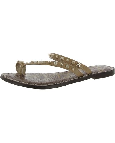 Sam Edelman Gordie Leather Toe Loop Slide Sandals - Gray