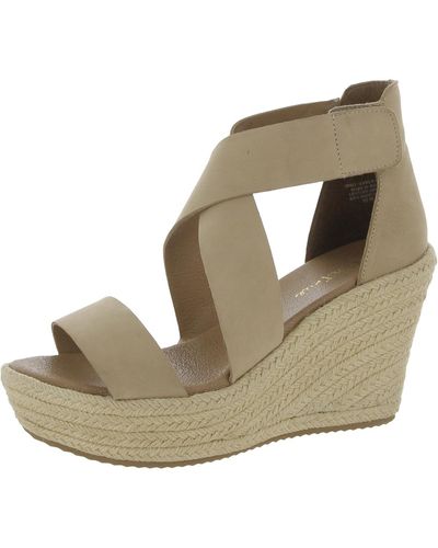 Diba True Hyber Nate Leather Ankle Strap Wedge Sandals - Natural