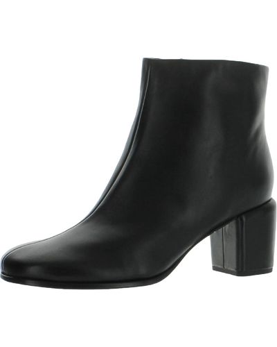 Vince Maggie Leather Square Toe Ankle Boots - Black