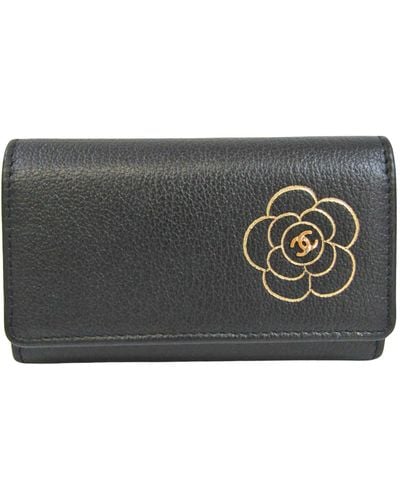 Chanel Camellia Leather Wallet (pre-owned) - Black